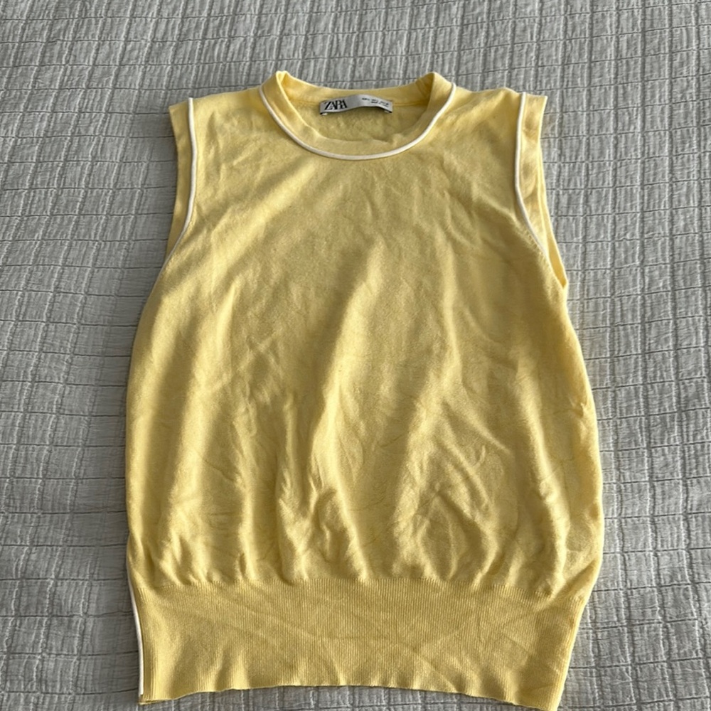 Zara Soft Yellow Sleeveless Tee